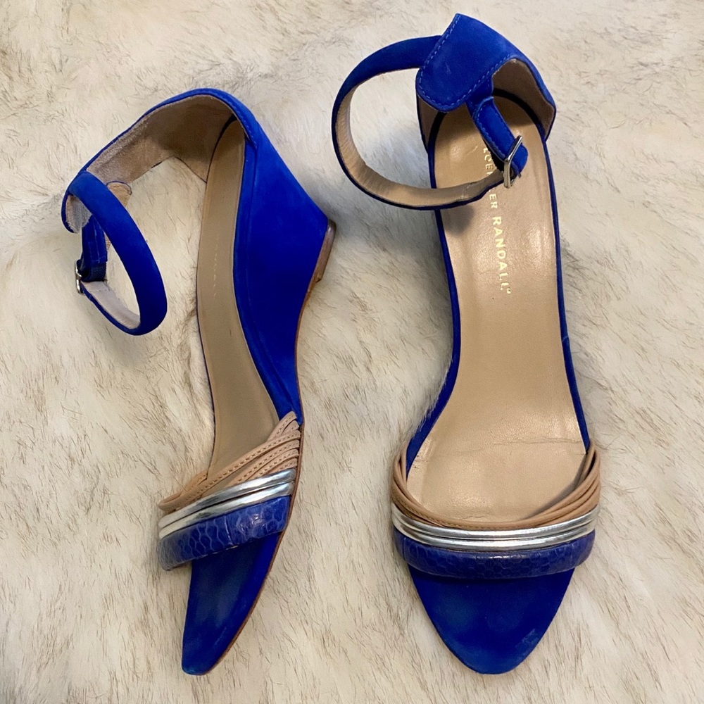 Loeffler Randall Blue Suede Strappy Wedges